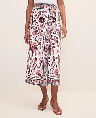 Ann Taylor Weekend Palm Print Wrap Skirt in Linen Blend sold by Ann Taylor product image thumbnail 2
