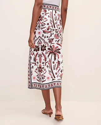Ann Taylor Weekend Palm Print Wrap Skirt in Linen Blend sold by Ann Taylor product image thumbnail 3