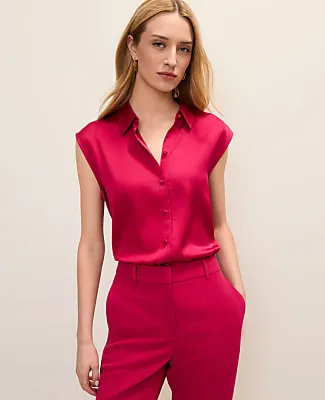 Ann Taylor Collared Satin Blouse sold by Ann Taylor