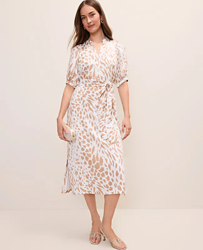 Ann Taylor Petite Animal Print Puff Sleeve Midi Dress made by Ann Taylor