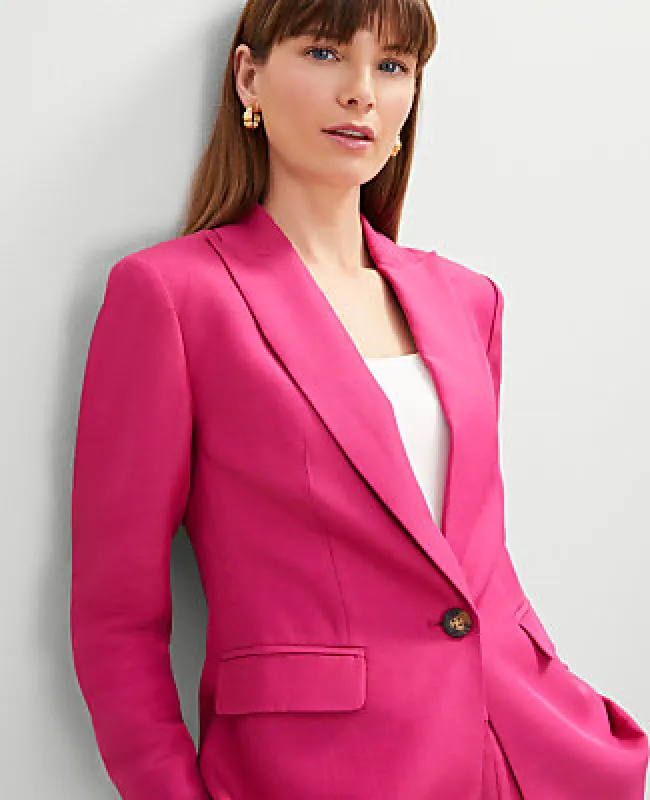 Ann Taylor Studio Collection Single Button Fitted Long Blazer made by Ann Taylor
