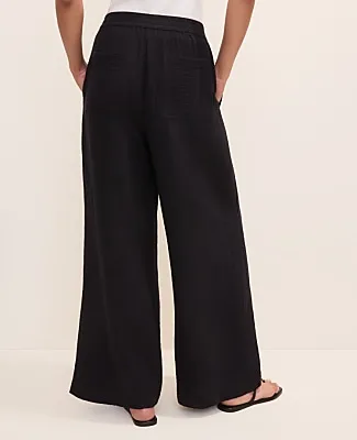 Ann Taylor The Easy Fit Wide-Leg Pant in Cotton Gauze sold by Ann Taylor product image thumbnail 3