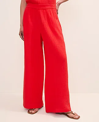 Ann Taylor The Easy Fit Wide-Leg Pant in Cotton Gauze sold by Ann Taylor product image thumbnail 2