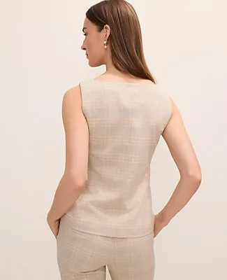 Ann Taylor The Petite Square Neck Tailored Vest in Plaid sold by Ann Taylor product image thumbnail 2