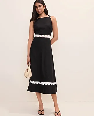 Ann Taylor Petite Ric Rac Cutout Dress in Linen Blend sold by Ann Taylor