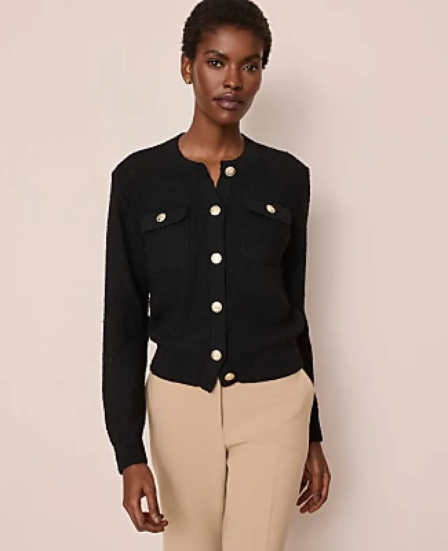 Ann Taylor Petite Bouclé Crew Neck Cardigan made by Ann Taylor