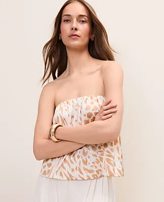 Ann Taylor Animal Print Strapless Top in Satin sold by Ann Taylor