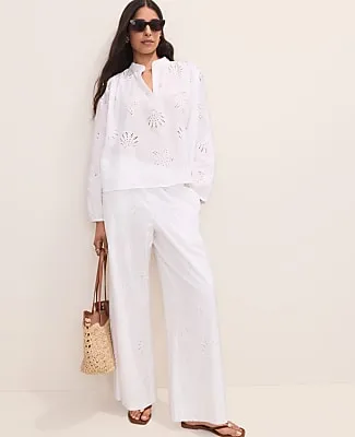 Ann Taylor Seashell Eyelet Easy Palazzo Pant sold by Ann Taylor