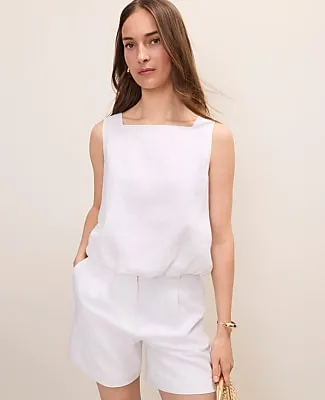 Ann Taylor Bubble Hem Top in Linen Blend sold by Ann Taylor