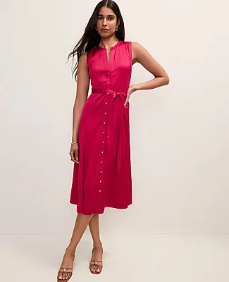 Ann Taylor Petite Belted Flare Midi Dress sold by Ann Taylor