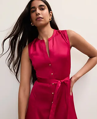 Ann Taylor Petite Belted Flare Midi Dress sold by Ann Taylor product image thumbnail 3