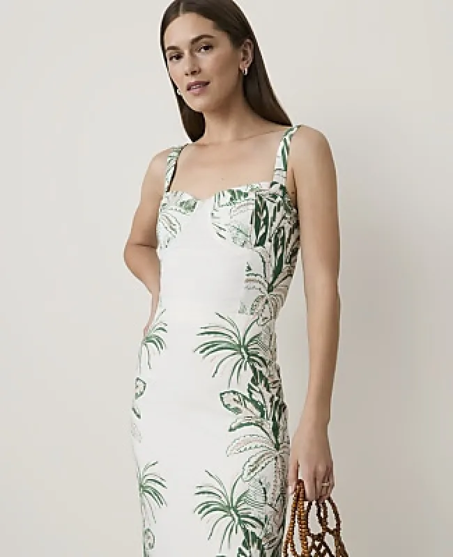 Ann Taylor Palm Print Tank in Linen Blend made by Ann Taylor