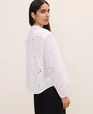 Ann Taylor Seashell Eyelet V-Neck Popover Top sold by Ann Taylor product image thumbnail 2