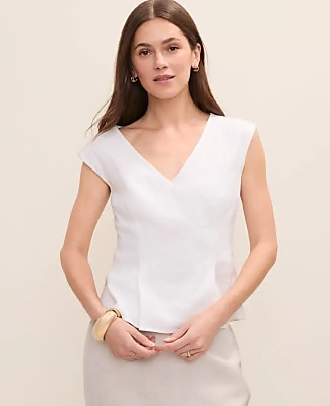 Ann Taylor Petite Peplum Top in Linen Blend made by Ann Taylor