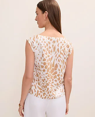 Ann Taylor Animal Print Boatneck Top in Linen Blend sold by Ann Taylor product image thumbnail 2