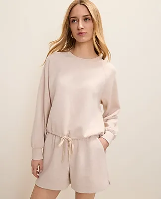 Ann Taylor Petite Drawstring Crew Neck Sweatshirt in CloudPlush sold by Ann Taylor