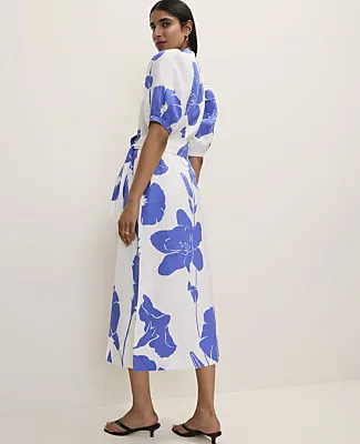 Ann Taylor Floral Puff Sleeve Midi Dress in Linen sold by Ann Taylor product image thumbnail 2