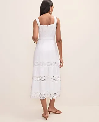 Ann Taylor Embroidered Midi Dress in Linen Blend sold by Ann Taylor product image thumbnail 2