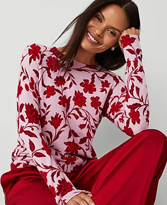 Ann Taylor Petite Floral Crew Neck Sweater sold by Ann Taylor product image thumbnail 3