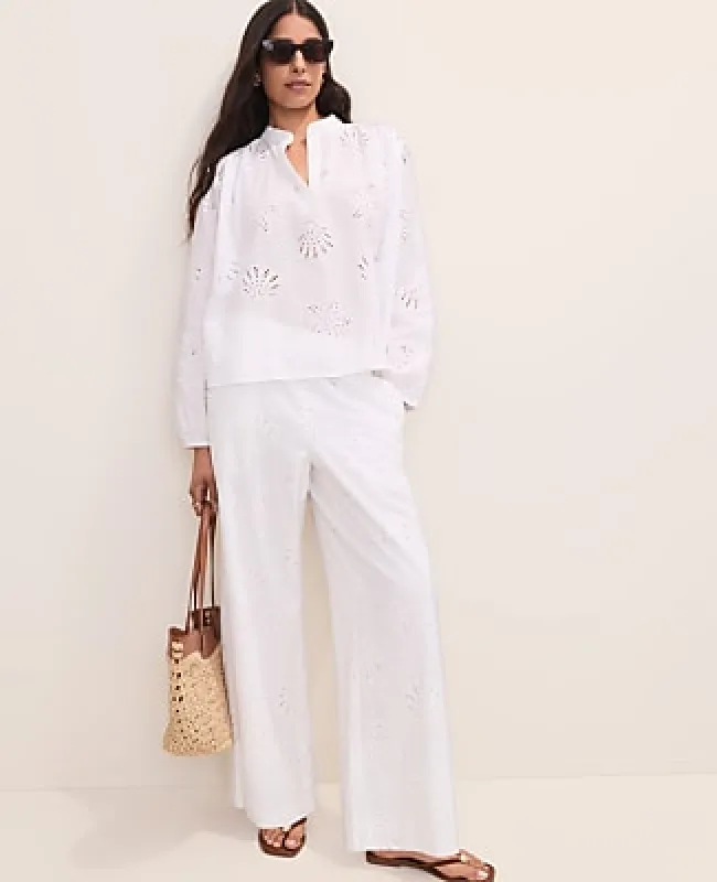 Ann Taylor Seashell Eyelet Easy Palazzo Pant made by Ann Taylor