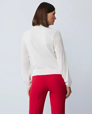 Ann Taylor Petite Mixed Media Tie Neck Top sold by Ann Taylor product image thumbnail 2