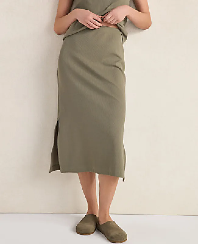 Ann Taylor Haven Well Within Organic Cotton Rib Knit Midi Skirt made by Ann Taylor