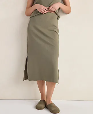 Ann Taylor Haven Well Within Organic Cotton Rib Knit Midi Skirt sold by Ann Taylor