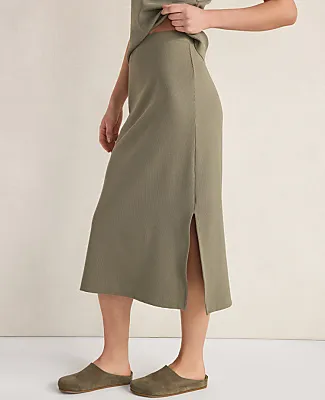 Ann Taylor Haven Well Within Organic Cotton Rib Knit Midi Skirt sold by Ann Taylor product image thumbnail 3