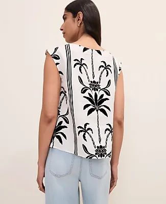 Ann Taylor Palm Tree Crew Neck Top in Linen sold by Ann Taylor product image thumbnail 2