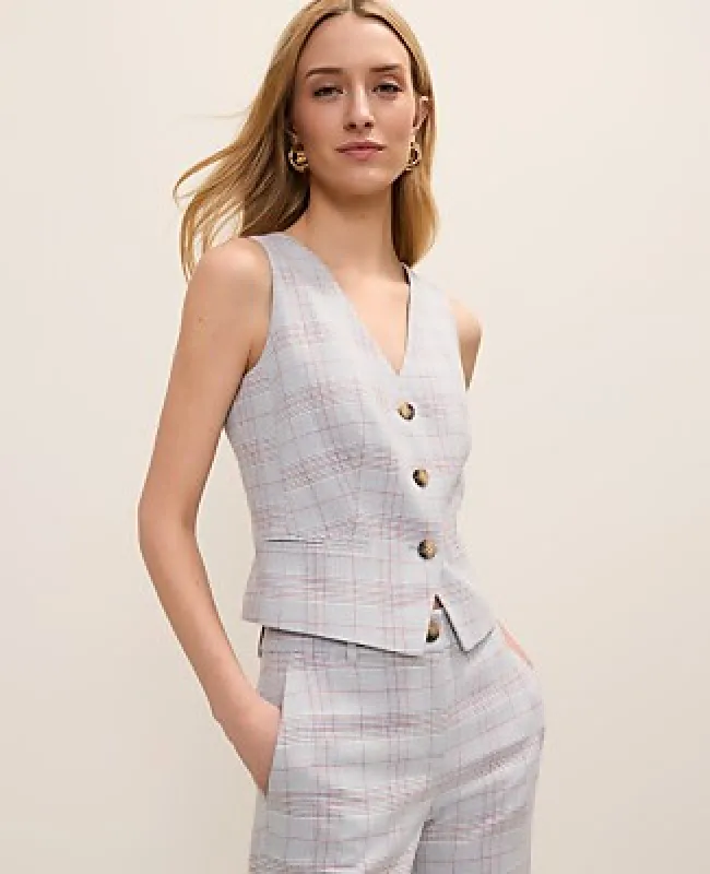 Ann Taylor The Petite Tailored Vest in Plaid made by Ann Taylor