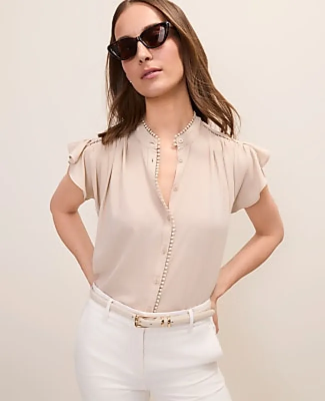Ann Taylor Flutter Sleeve Button Down Blouse made by Ann Taylor