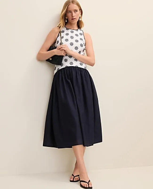 Ann Taylor Eyelet Drop Waist Midi Dress made by Ann Taylor