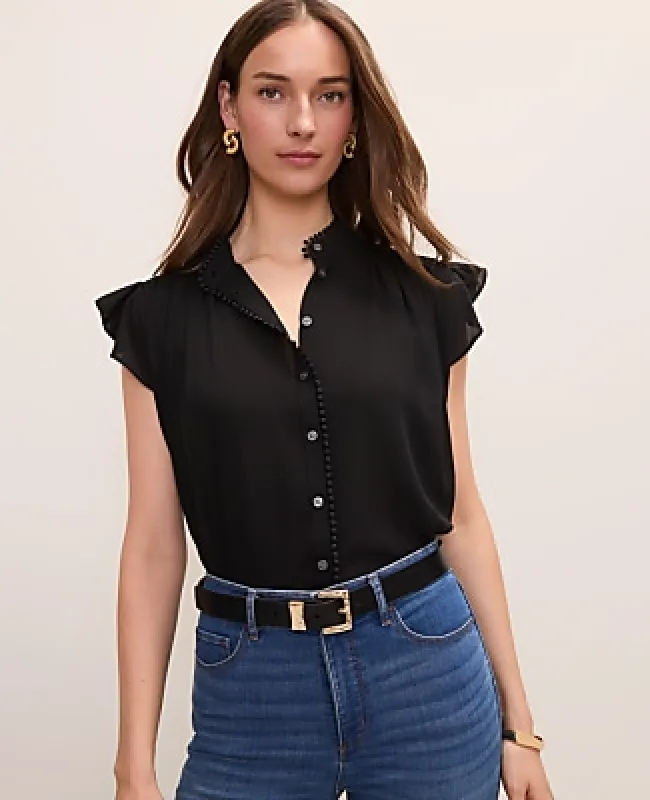 Ann Taylor Flutter Sleeve Button Down Blouse made by Ann Taylor