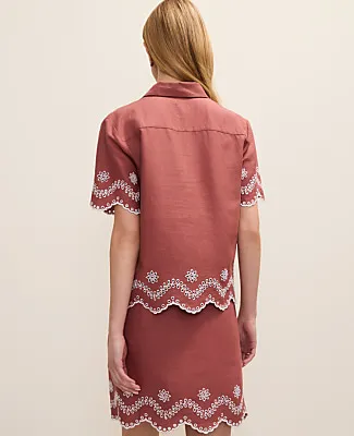 Ann Taylor Eyelet Collared Blouse in Linen Blend sold by Ann Taylor product image thumbnail 2