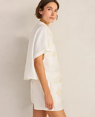 Ann Taylor Haven Well Within Organic Cotton Linen Embroidered Pocket Top sold by Ann Taylor product image thumbnail 2