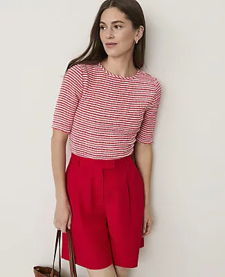 Ann Taylor Gingham Smocked Ruffle Trimmed Top sold by Ann Taylor