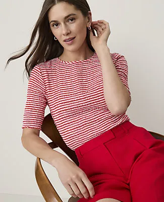 Ann Taylor Gingham Smocked Ruffle Trimmed Top sold by Ann Taylor product image thumbnail 3