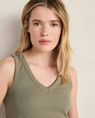 Ann Taylor Haven Well Within Organic Cotton Rib Knit V-Neck Tank sold by Ann Taylor product image thumbnail 2