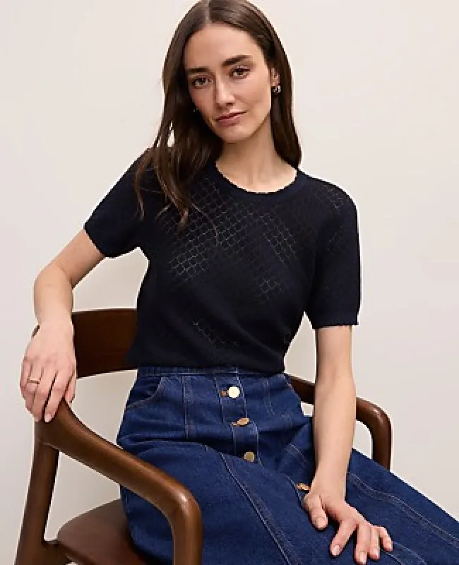 Ann Taylor Pointelle Modern Sweater Tee made by Ann Taylor