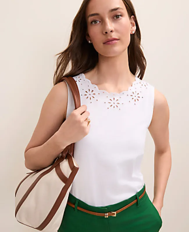 Ann Taylor Petite Eyelet Tank Top made by Ann Taylor