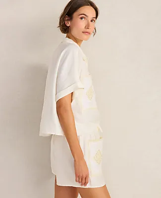 Ann Taylor Haven Well Within Organic Cotton Linen Embroidered Pocket Shorts sold by Ann Taylor product image thumbnail 3