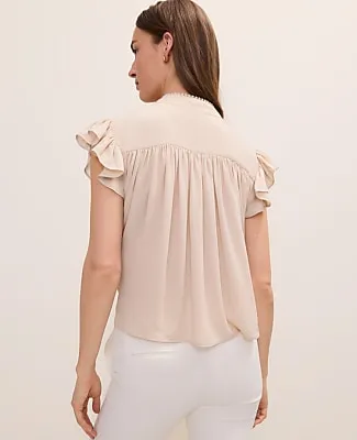 Ann Taylor Flutter Sleeve Button Down Blouse sold by Ann Taylor product image thumbnail 2