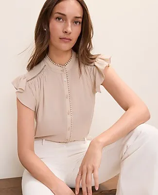 Ann Taylor Flutter Sleeve Button Down Blouse sold by Ann Taylor product image thumbnail 3