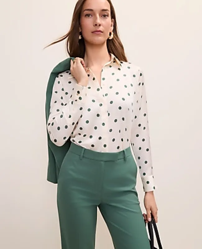 Ann Taylor Dotted Modern Shirt in Satin made by Ann Taylor