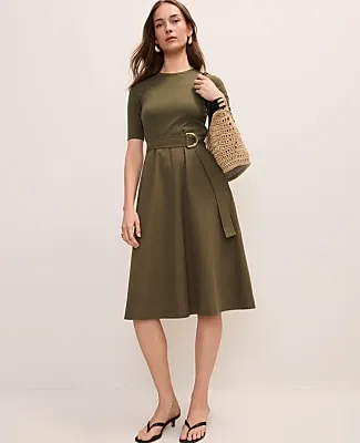 Ann Taylor Mixed Media Flare Midi Dress sold by Ann Taylor