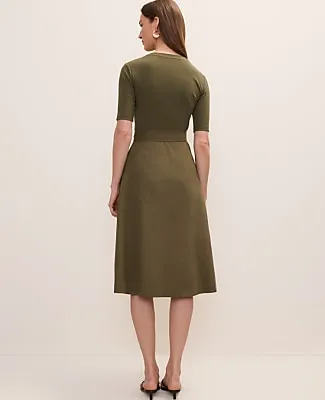 Ann Taylor Mixed Media Flare Midi Dress sold by Ann Taylor product image thumbnail 2
