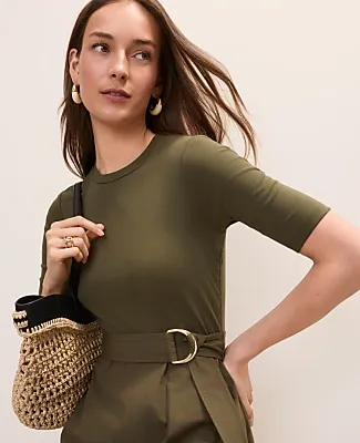 Ann Taylor Mixed Media Flare Midi Dress sold by Ann Taylor product image thumbnail 3