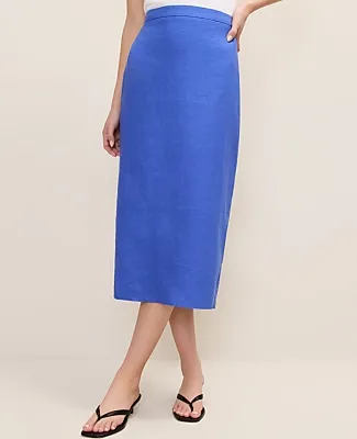 Ann Taylor The Clean Midi Skirt in Linen sold by Ann Taylor product image thumbnail 2