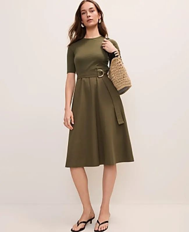 Ann Taylor Petite Mixed Media Flare Midi Dress made by Ann Taylor