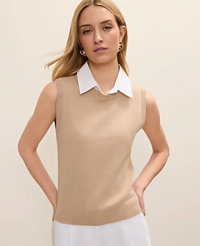 Ann Taylor Collared Sweater Vest made by Ann Taylor